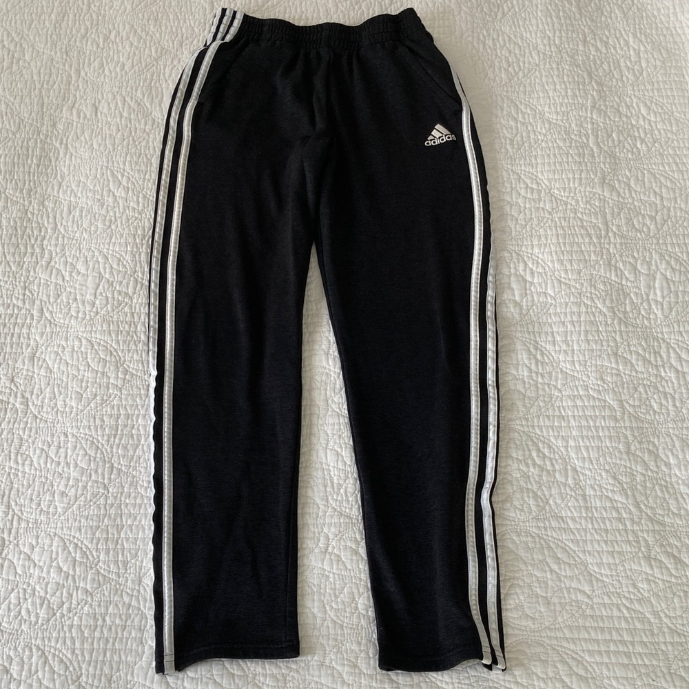 Adidas Kids Black Track Pants with White Stripes